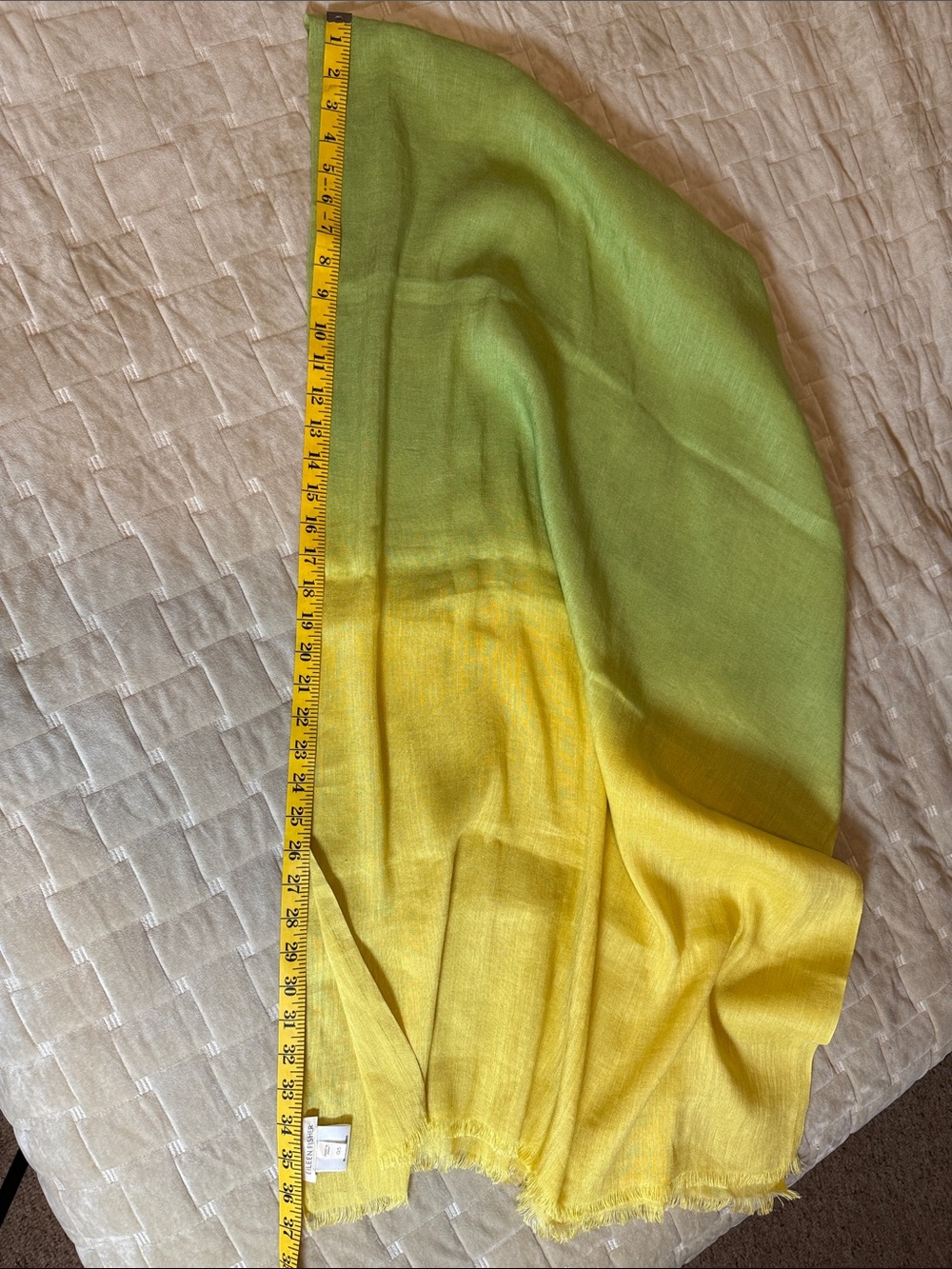 Eileen Fisher Green-to-Yellow Ombre Lightweight Wrap - Picture 9 of 10